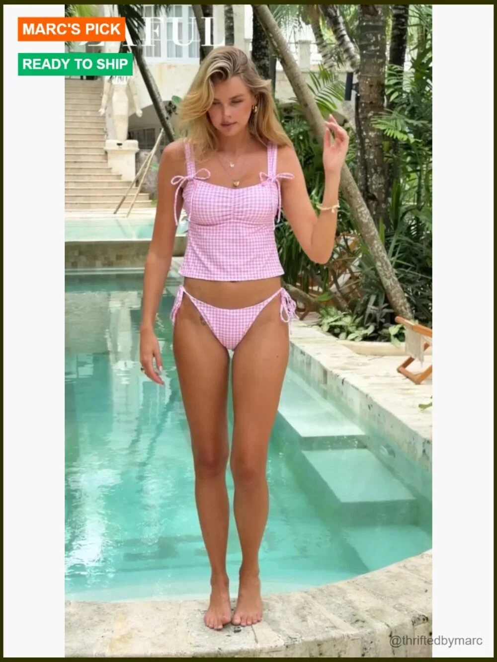 Gingham Bow Decor Ruched Tankini Set Tummy Control Swimwear